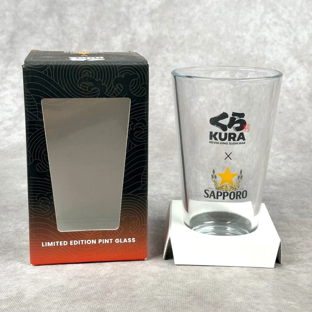 Kura Revolving Sushi Bar x Sapporo Limited Edition Pint Glass New in Box